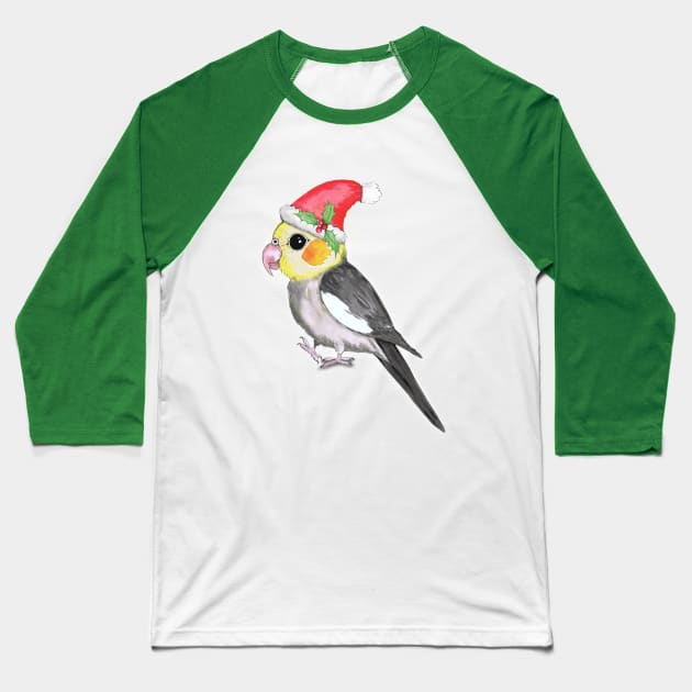 Christmas cockatiel Baseball T-Shirt by Bwiselizzy